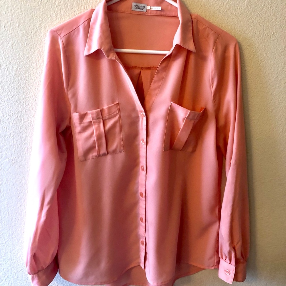 Coral Flowy Button-up